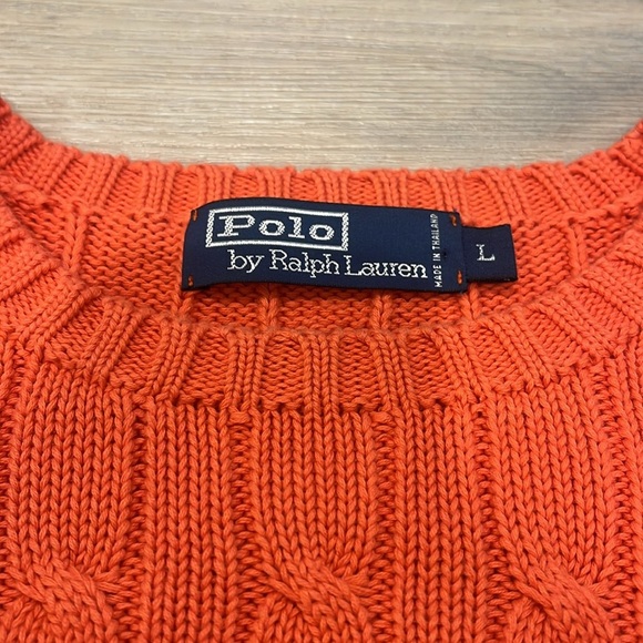Polo Ralph Lauren Cable Knit Jumper Orange Pullover Sweater unisex - Picture 7 of 15